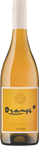 Bottle of orange wine on a white background