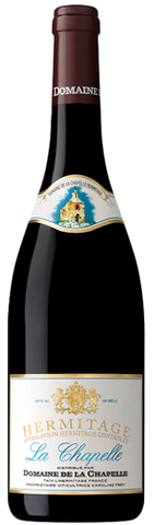 Wine bottle with a visible label on a white background
