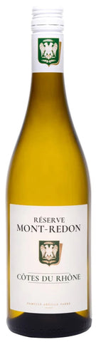 Wine bottle labeled 'Réserve Mont-Redon' on a white background