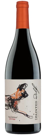 Wine bottle with a decorative label on a white background
