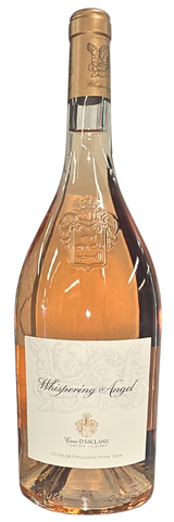 Bottle of Whispering Angel rosé wine on a white background