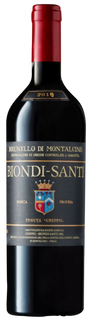 Biondi-Santi wine bottle with red cap and visible label