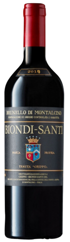 Biondi-Santi wine bottle with red cap and visible label