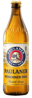 Paulaner Münchner Hell beer bottle on a white background