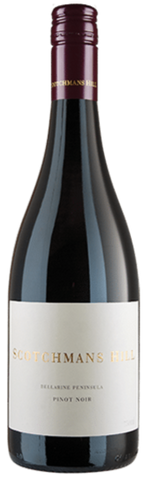 A bottle of Scotchmans Hill Pinot Noir 2023 wine with a label that includes the name of the wine and the region 'Bellarine Peninsula VIC'.