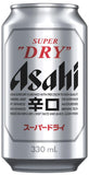 Asahi Super Dry beer can on a white background