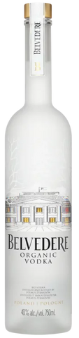 Belvedere Organic Vodka bottle on a white background