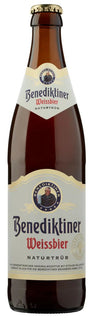 Benediktiner Weissbier beer bottle on a white background