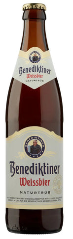 Benediktiner Weissbier beer bottle on a white background