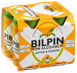 Pack of Bilpin non-alcoholic apple & ginger drinks on a white background