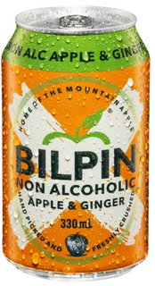 Bilpin non-alcoholic apple & ginger can on a white background