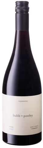Bottle of Bubb + Pooley Syrah on a white background