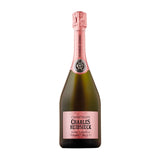 A bottle of Charles Heidsieck Champagne Rose Reserve on a solid white background. The bottle is dark green glass with a light pink label and a textured pink foil capsule at the neck.