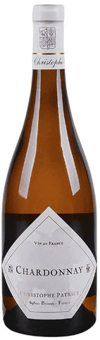 Bottle of Christophe Patrice Chardonnay on white background
