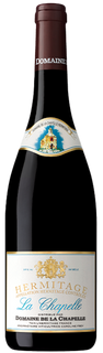 Wine bottle with a visible label on a white background