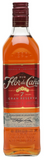 A bottle of Flor de Caño 7 Years Gran Reserva rum, showing the amber-colored liquid inside a clear glass bottle with a dark red label and cap, set against a plain white background.