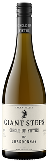 Wine bottle of Giant Steps Circle of Fifths Chardonnay on a white background