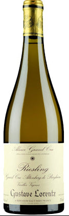 Gustave Lorentz Riesling wine bottle on a white background