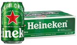 Heineken can and box on a white background