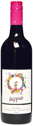 Bottle of Hippie Shiraz on white background
