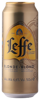 Can of Leffe Blonde 500ml on a white background