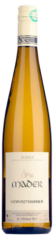 Bottle of Mader Gewurztraminer on white background
