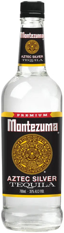 Montezuma Aztec Silver Tequila bottle on a white background