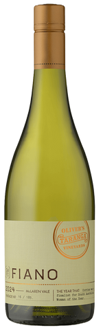 Wine bottle labeled 'Fiano' on a white background