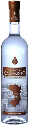 Bottle of Kazanisto Stoupaki Ouzo on a white background