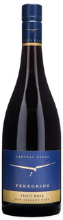 Peregrine Pinot Noir wine bottle with blue label on a white background