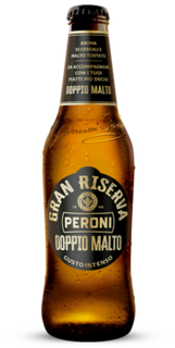 Peroni Gran Riserva Doppio Maltto beer bottle on a white background