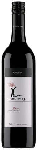 Bottle of Johnny Q Shiraz wine on a white background