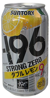 Suntory 196 Strong Zero Double Lemon can with lemon slice on a white background