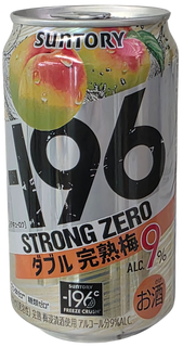 Suntory 196 Strong Zero can with fruit illustration on a white background