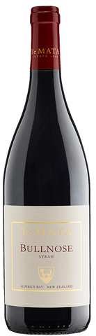 Bullnose Syrah wine bottle on a white background