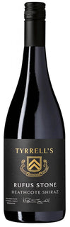 Tyrrell's Rufus Stone Heathcote Shiraz wine bottle on a white background