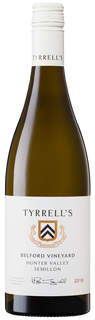 Tyrrell's Semillon wine bottle on a white background