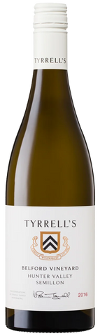 Tyrrell's Semillon wine bottle on a white background