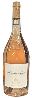 Bottle of Whispering Angel rosé wine on a white background