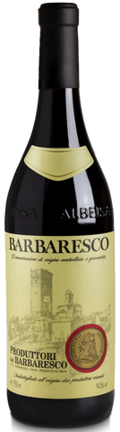 Barbaresco wine bottle with label on a white background
