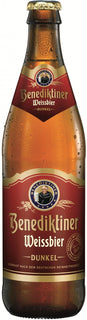 Benediktiner Weissbier Dunkel beer bottle with red label