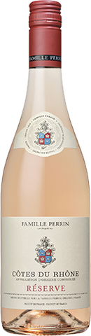 Famille Perrin Côtes du Rhône Reserve bottle with pink label
