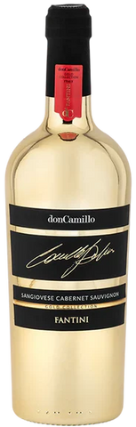 Gold bottle with 'don Camillo' label on a white background