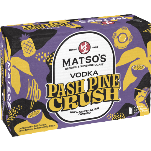 Matsos Raspberry Matsos Vodka Pash Pine Crush Can - Carton of 24 – Jim’s Cellars