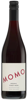 Wine bottle labeled 'MOMO' on a white background.