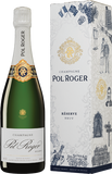 Champagne Pol Roger bottle and packaging on a white background