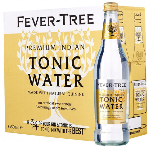 Fever-Tree Premium Indian Tonic Water Bottles 500mL - Case of 8