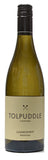 A bottle of Tolpuddle Chardonnay wine with a label showing the vineyard name and the variety.